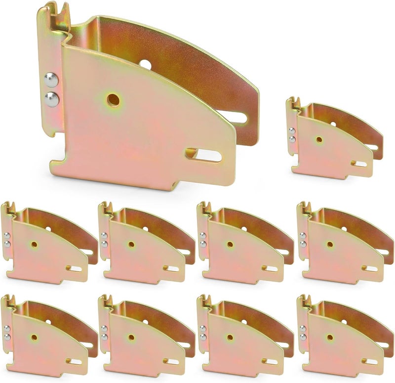 TENVONE 10 Packs E-Track Wood Beam End Socket, E Track Accessories Wood Beam Brackets Fit for 2x4 2x6 in Cargo, Truck, Trailer, Storage Lumber Bracket Tie-Down Systems, Shelf Brackets (Gold) - Image 1